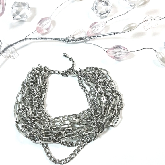 Chains Bracelet🌸Multi Layer Silver Tone Chains - Picture 2 of 7